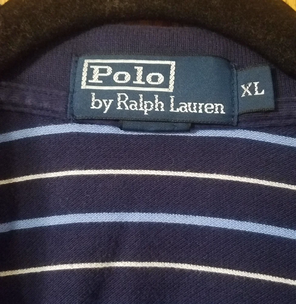 Polo by Ralph Lauren Navy and White Striped Polo Shirt XL